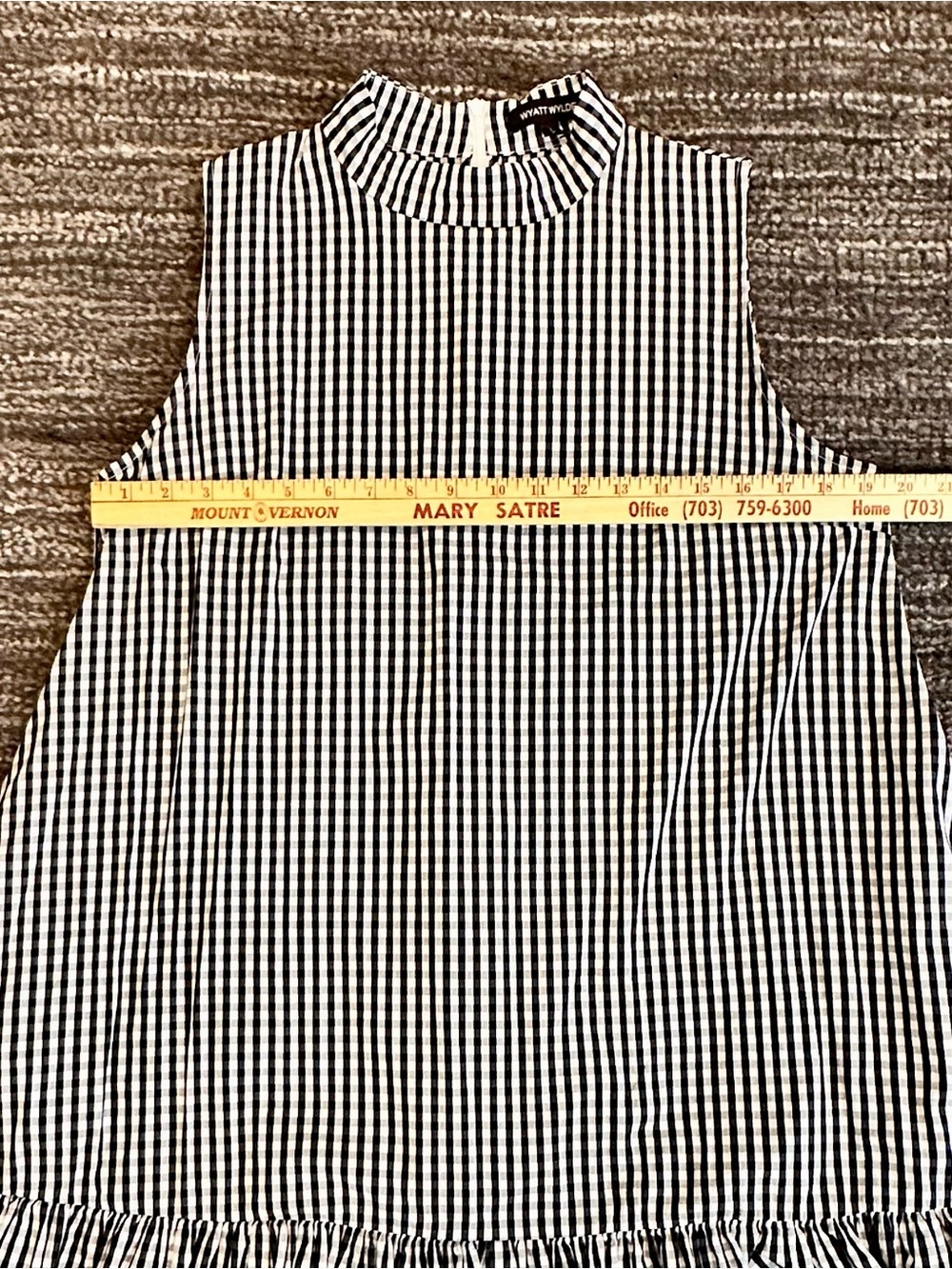 Wyatt Wylde Gingham Ida Dress Large Black White High-Low Ruffle Hem Sleeveless - Picture 11 of 14